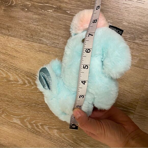 FAO Schwarz Plush Blue Bunny Soft Pastels Rainbow Tail Glitter Ears 8-9” NWOT - Picture 10 of 10